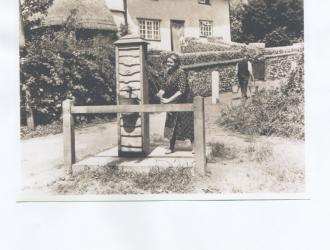 Mrs Bert Jarvis and Mr Alfred Smith at The Pump about 1945